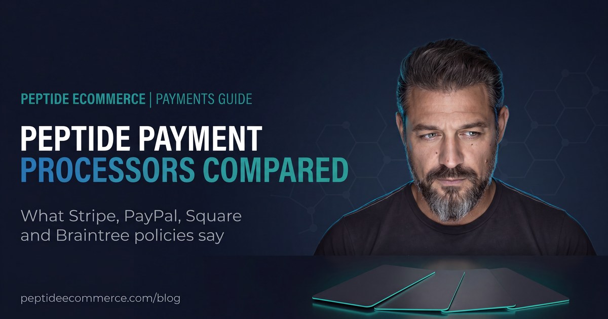 Peptide Payment Processors Compared: What Stripe, PayPal, Square and Braintree Policies Say
